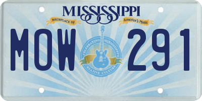 MS license plate MOW291