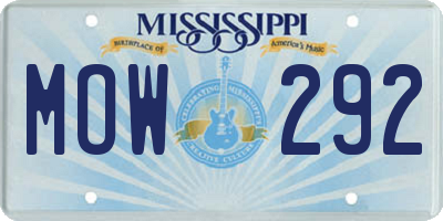 MS license plate MOW292
