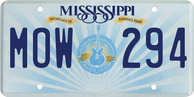MS license plate MOW294