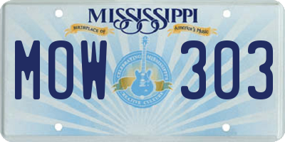 MS license plate MOW303