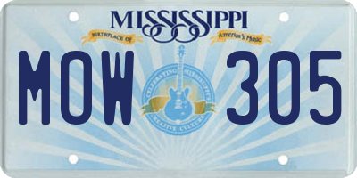MS license plate MOW305
