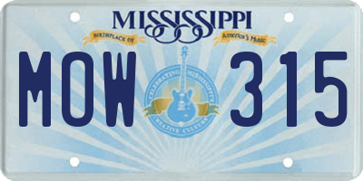 MS license plate MOW315