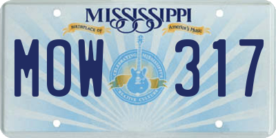 MS license plate MOW317