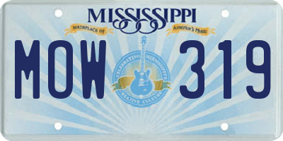 MS license plate MOW319