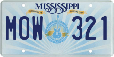 MS license plate MOW321