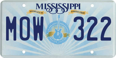 MS license plate MOW322