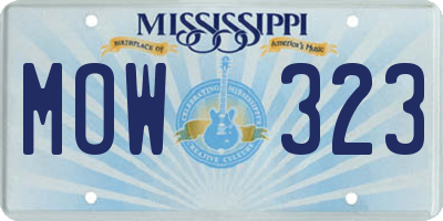 MS license plate MOW323