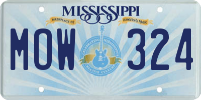 MS license plate MOW324