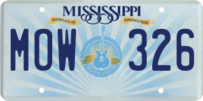 MS license plate MOW326