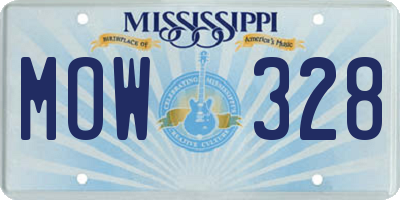 MS license plate MOW328
