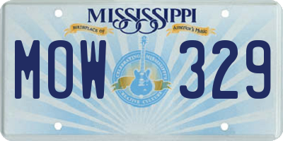 MS license plate MOW329