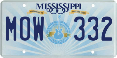 MS license plate MOW332