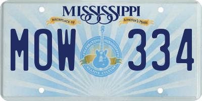 MS license plate MOW334