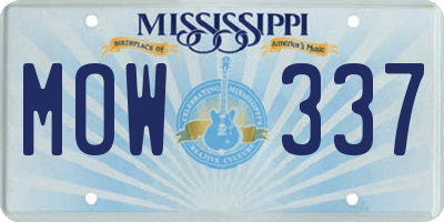MS license plate MOW337