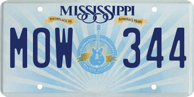 MS license plate MOW344