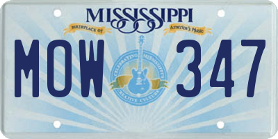 MS license plate MOW347