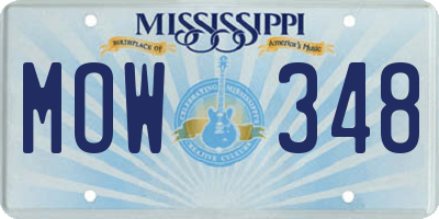 MS license plate MOW348