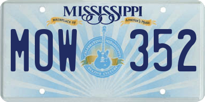 MS license plate MOW352