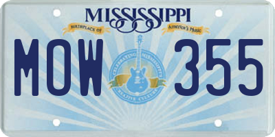 MS license plate MOW355