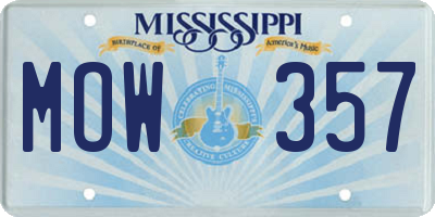MS license plate MOW357