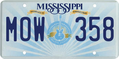 MS license plate MOW358