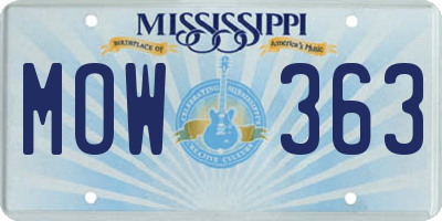 MS license plate MOW363