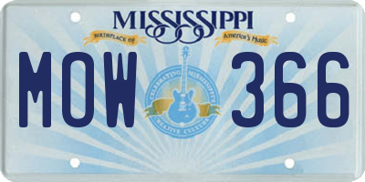 MS license plate MOW366