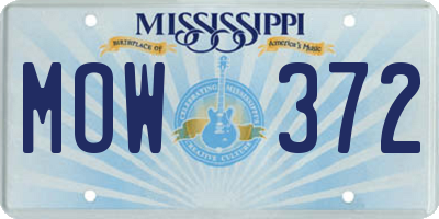 MS license plate MOW372