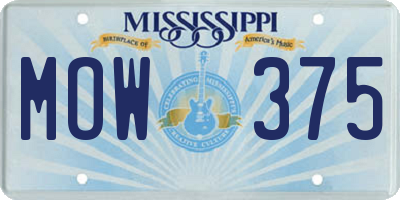 MS license plate MOW375