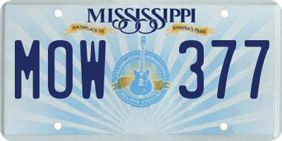 MS license plate MOW377