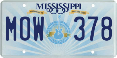 MS license plate MOW378