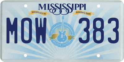 MS license plate MOW383