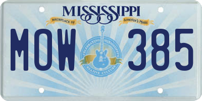 MS license plate MOW385