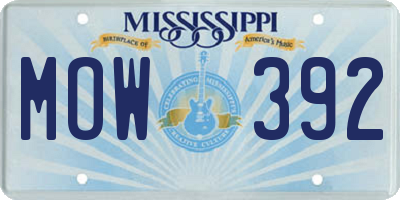 MS license plate MOW392