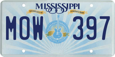 MS license plate MOW397