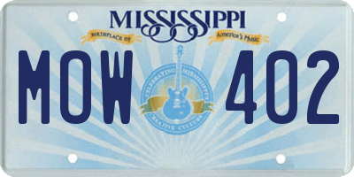 MS license plate MOW402