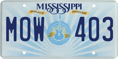 MS license plate MOW403