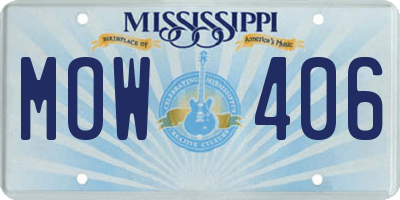 MS license plate MOW406