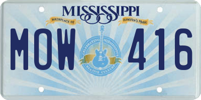 MS license plate MOW416