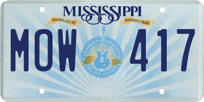 MS license plate MOW417