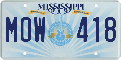 MS license plate MOW418