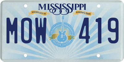 MS license plate MOW419
