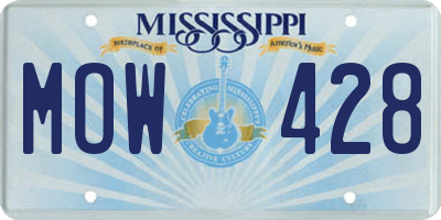 MS license plate MOW428