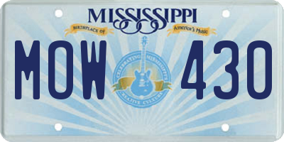 MS license plate MOW430