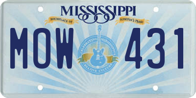 MS license plate MOW431