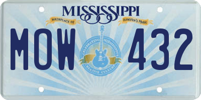 MS license plate MOW432