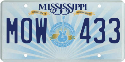 MS license plate MOW433
