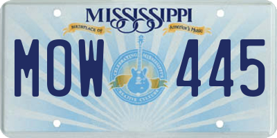 MS license plate MOW445