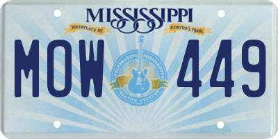 MS license plate MOW449