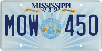 MS license plate MOW450